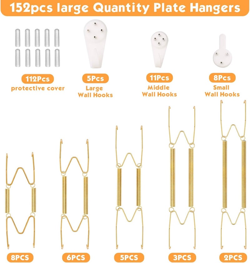 Tetutor 24 pcs Plate Hangers for The Wall, 4/6/8/10/12 Inch Invisible Decorative Wall Plate Hangers, Stainless Steel Plates Walls Hanger for Display Various Sizes with Hooks for Decorative - Image 3